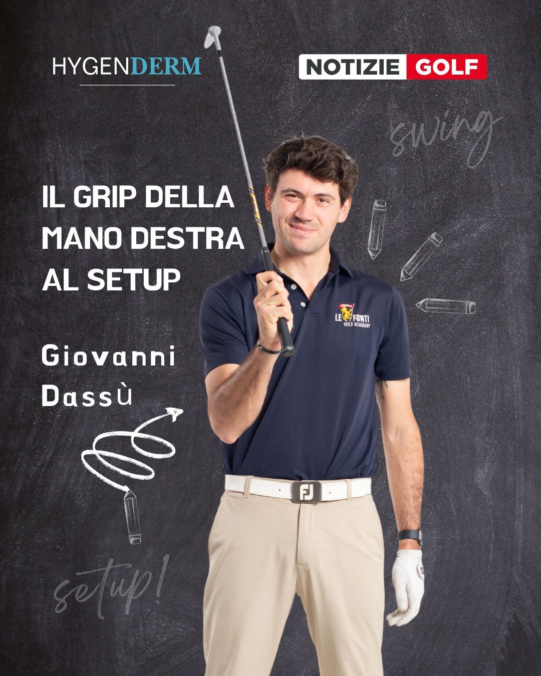 Il grip della mano destra al setup – Lezioni di Golf
